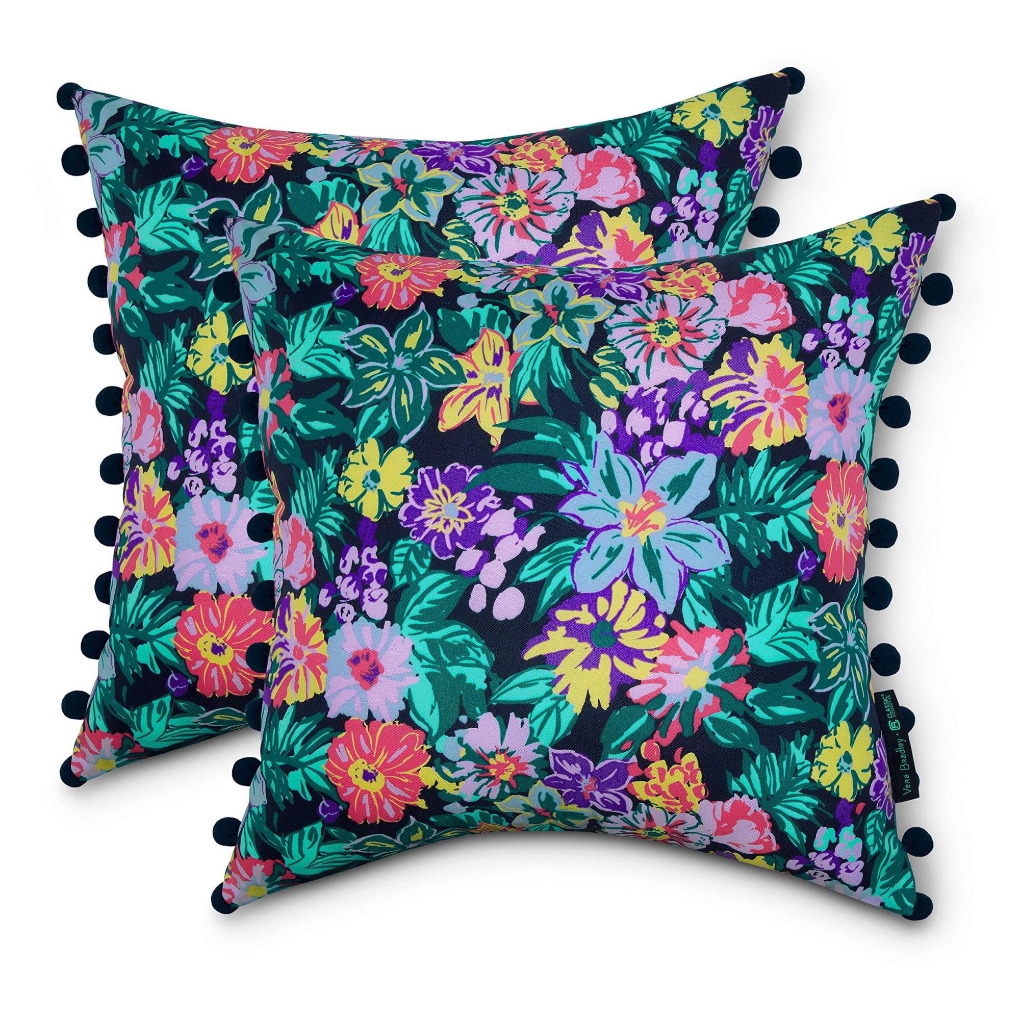 Happy Blooms Water-Resistant Square Outdoor Throw Pillows, Set of 2