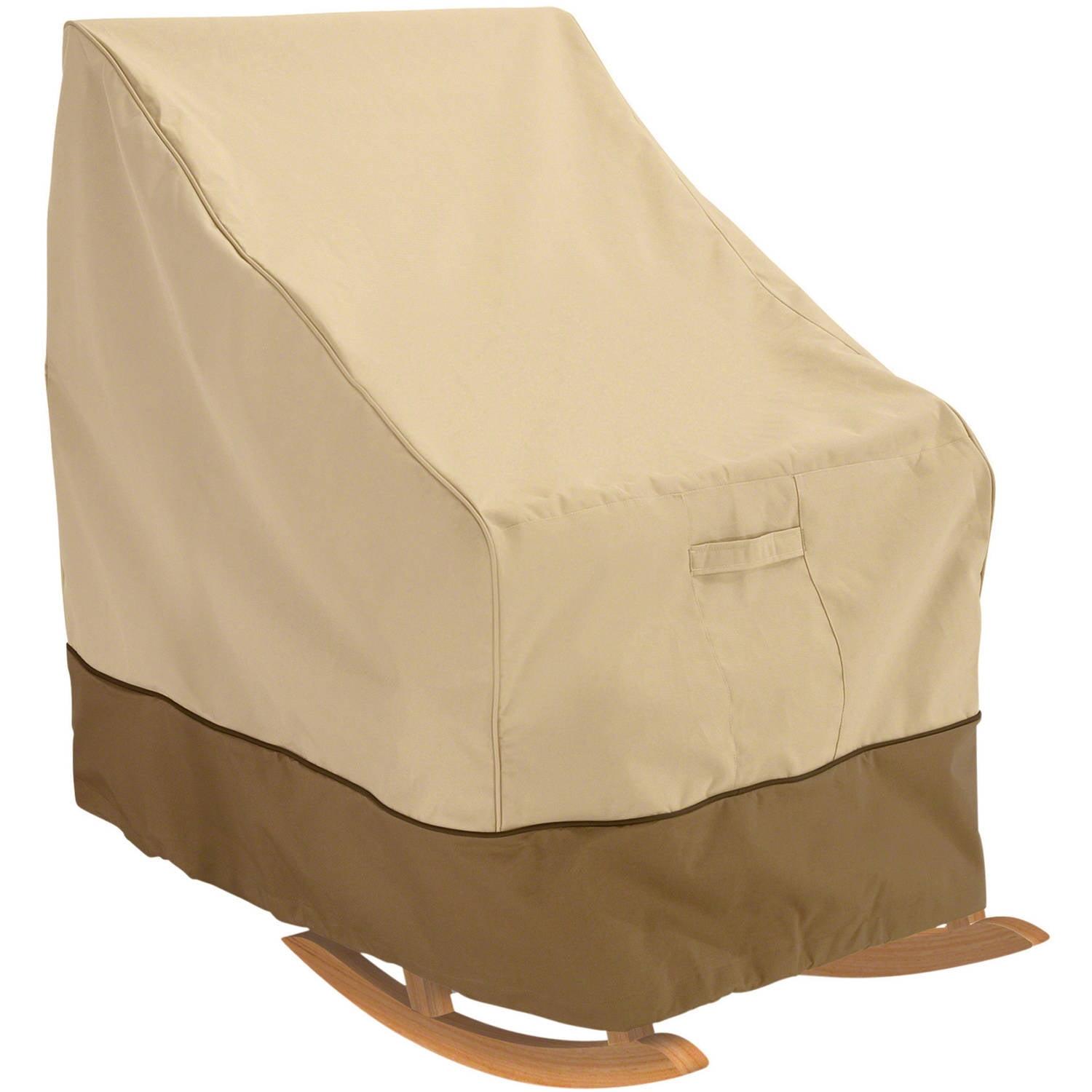 Medium Pebble and Bark Polyester Patio Rocking Chair Cover