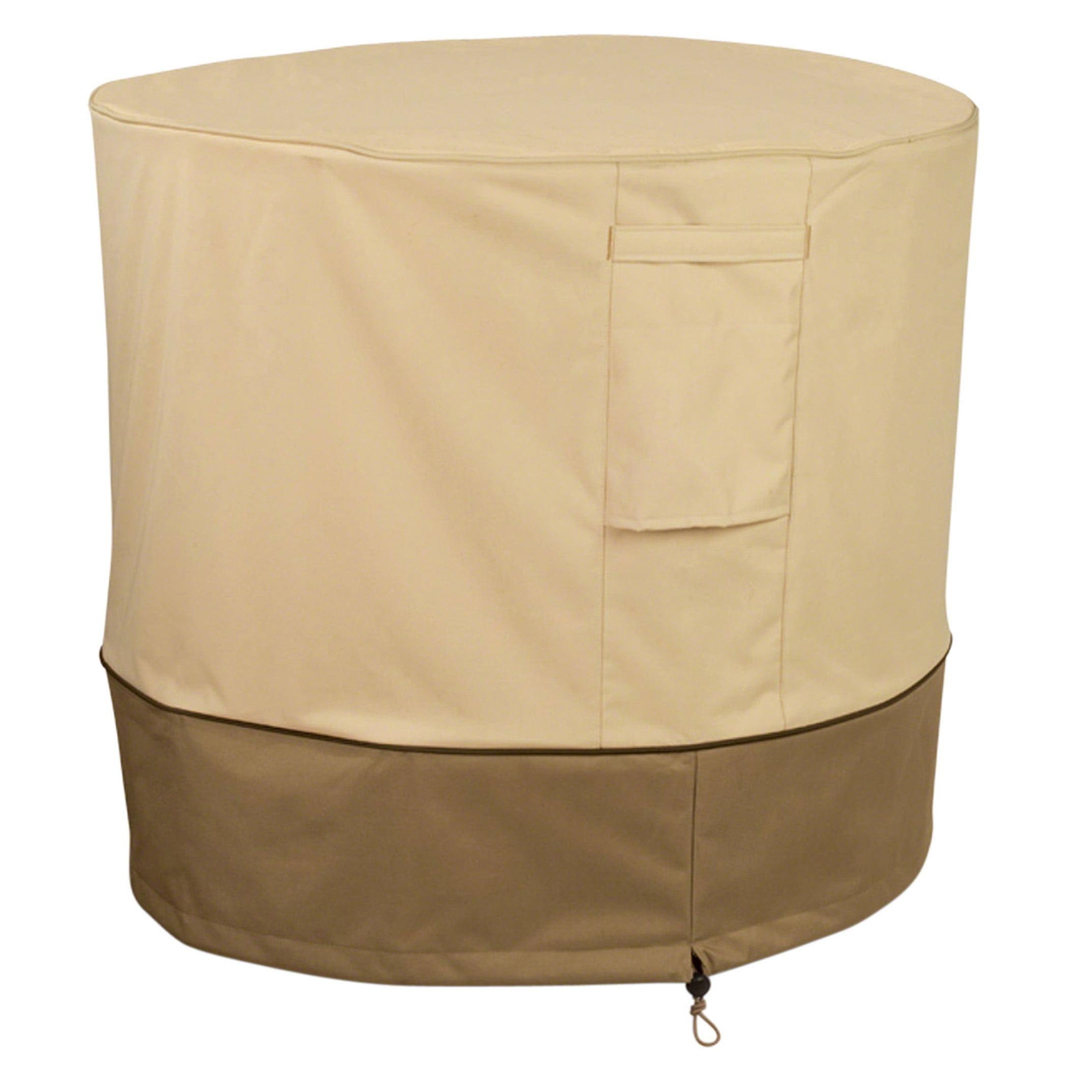 Beige and Brown Polyester Round Air Conditioner Cover 34"DIA x 30"H