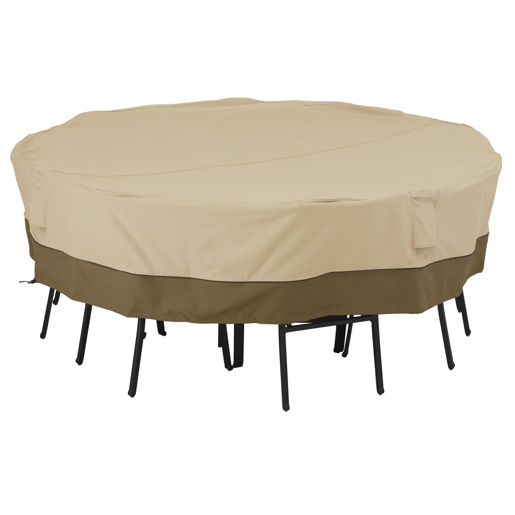 Large Beige and Brown Water-Resistant Patio Table & Chair Set Cover