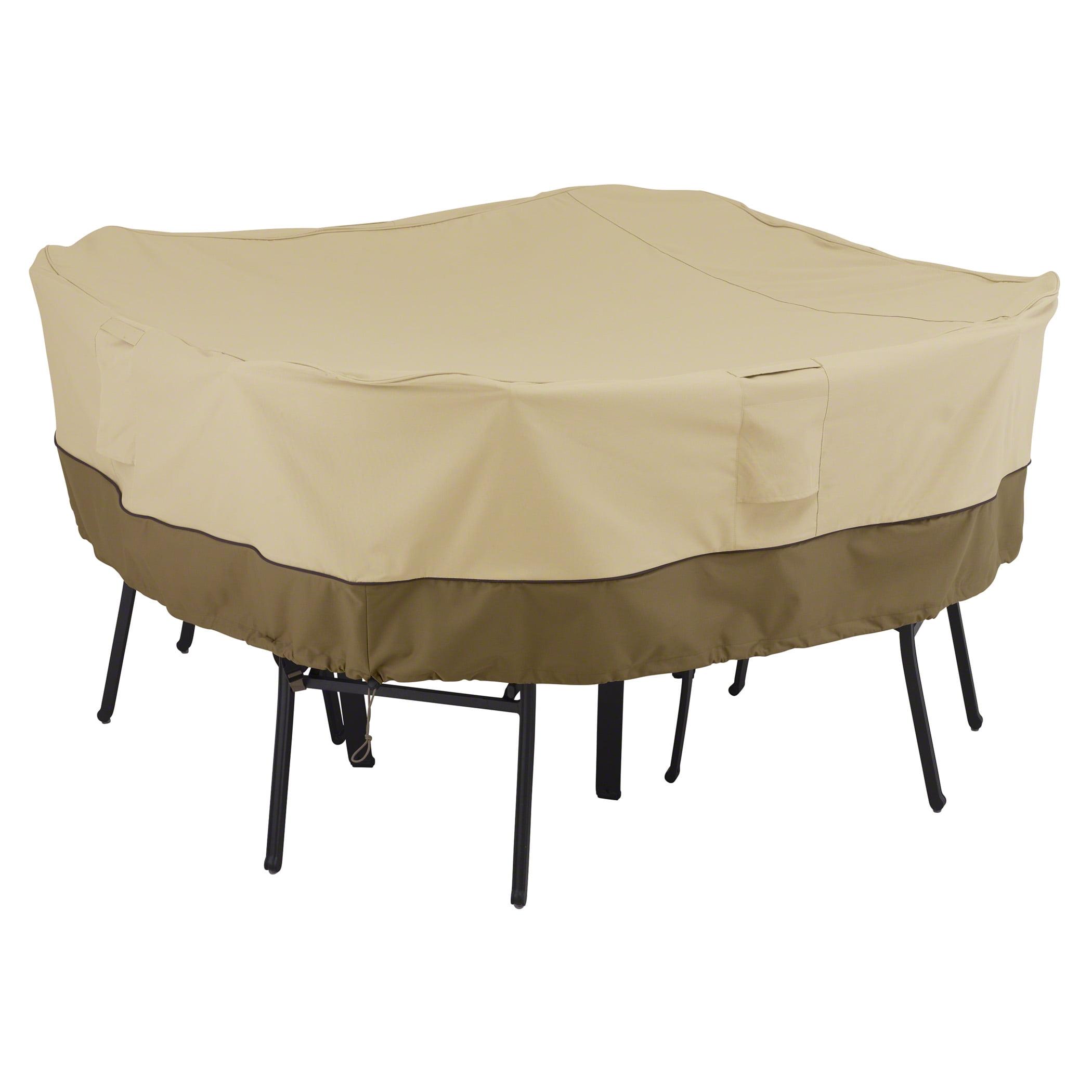 Tan and Brown Water-Resistant Patio Table & Chair Set Cover, 66 Inch