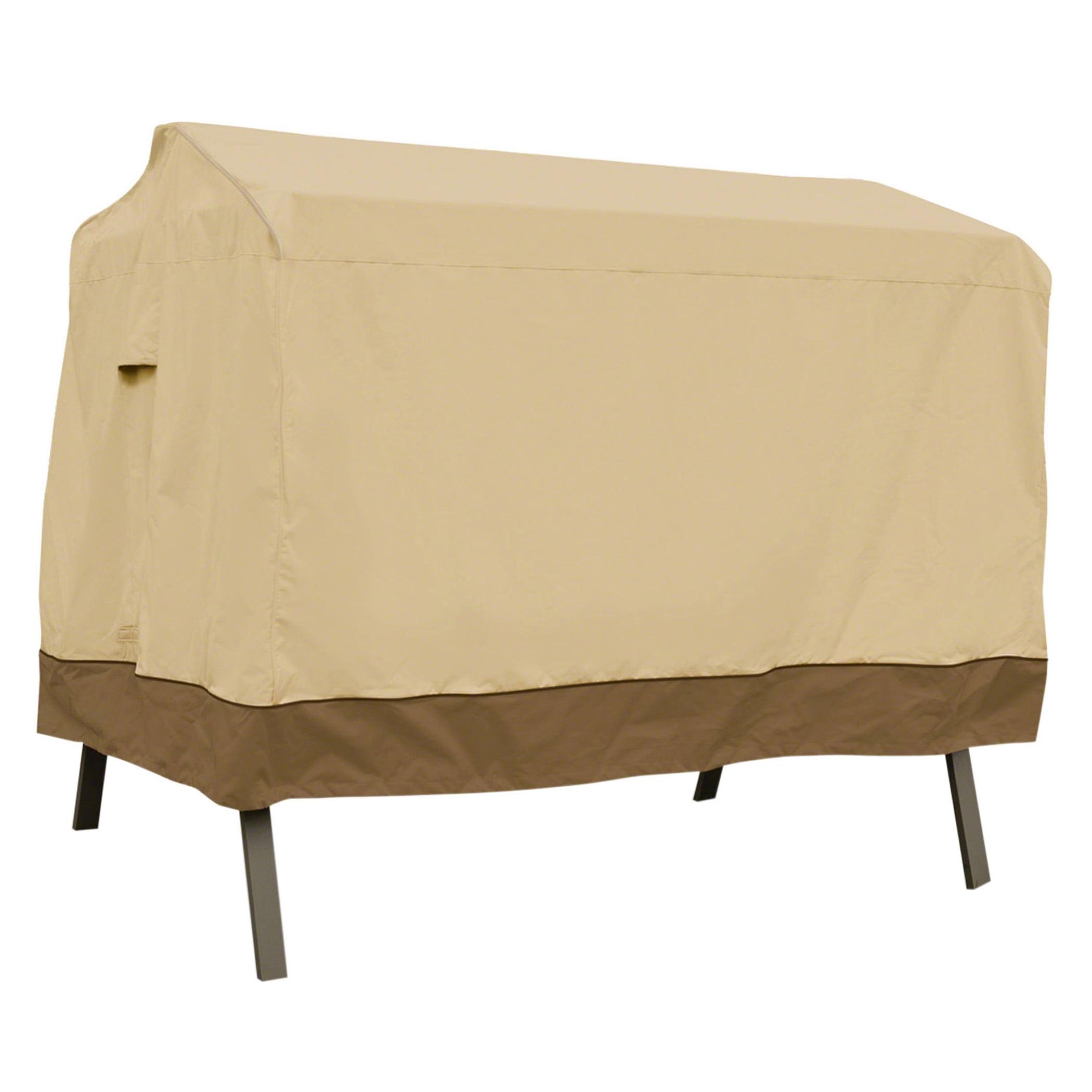 Tan and Brown Water-Resistant Canopy Swing Cover with Elastic Closure