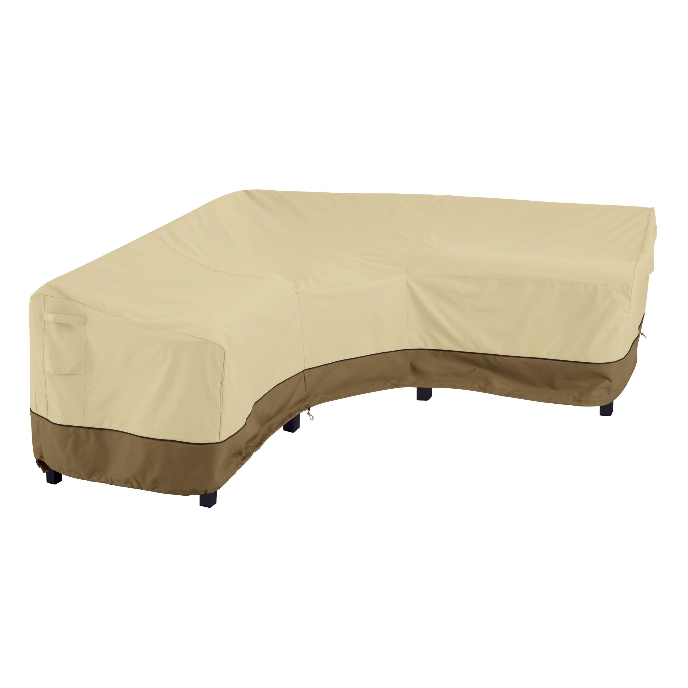 Veranda Beige and Brown Water-Resistant V-Shaped Patio Sectional Cover