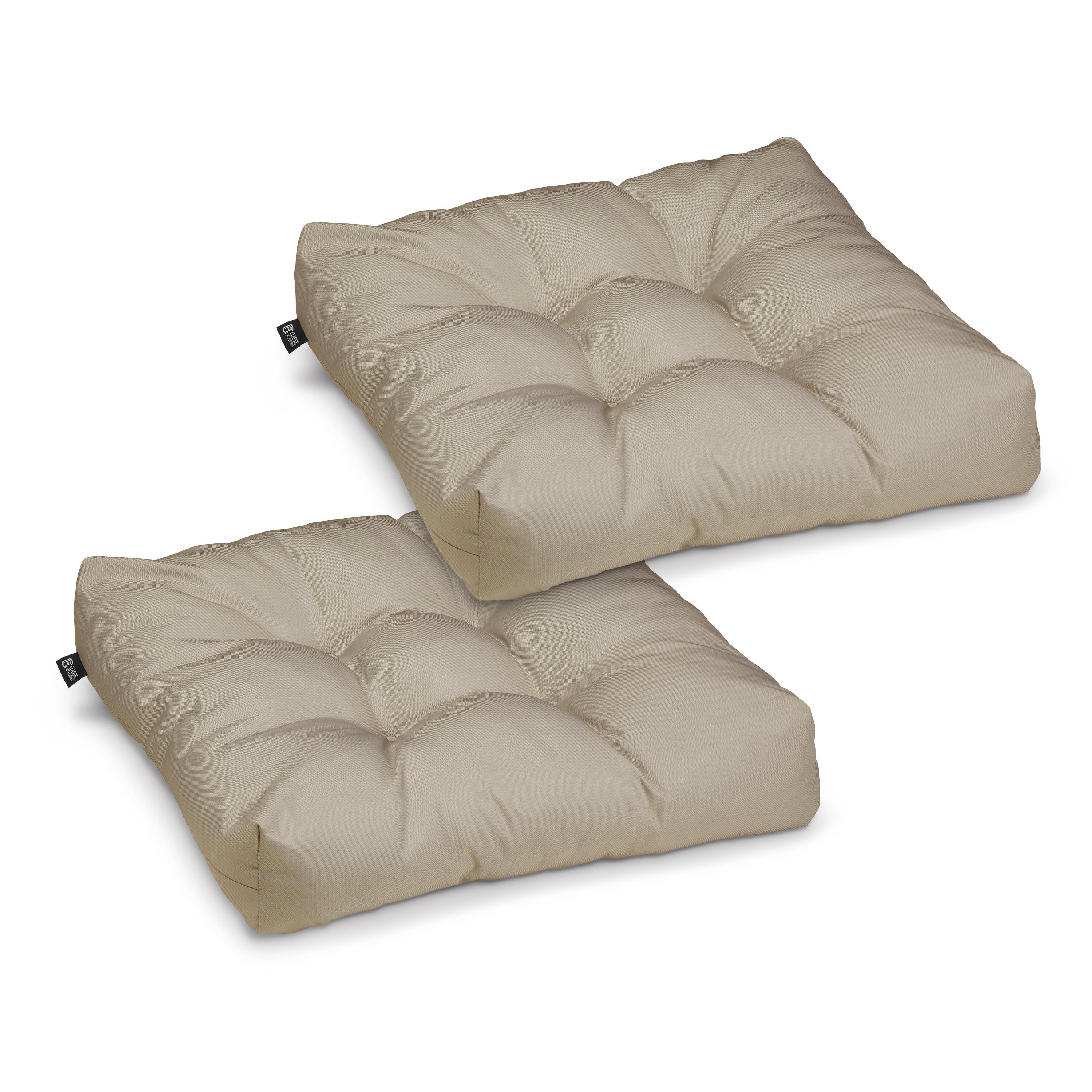 19"x19" 2pc Outdoor Seat Cushion Set Khaki - Classic Accessories: Water-Resistant, Tufted, Hand Washable