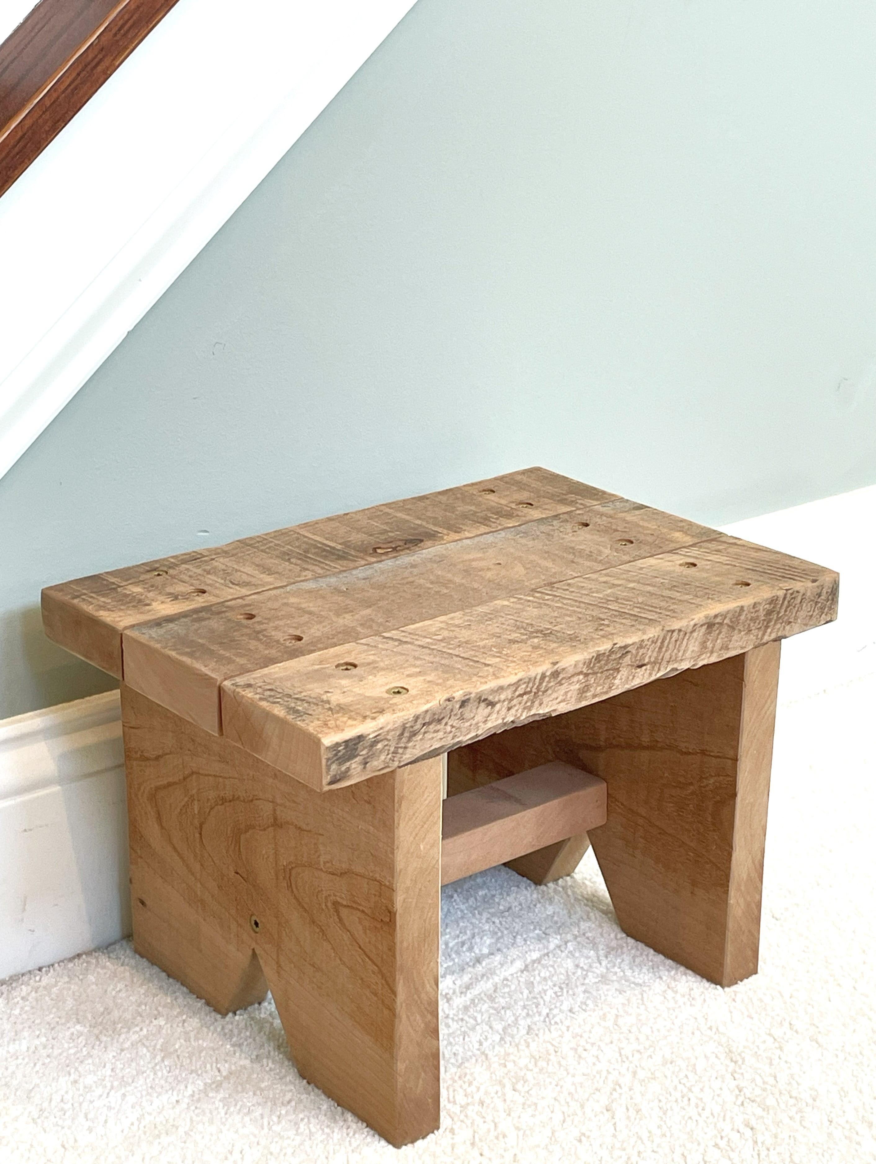 Classic Amish Reclaimed Wood Stool. Also Plant Stand, Home Décor Piece. Natural, Rustic, Solid. Handmade in USA. Step / Sitting / Footstool. 12 x 8.5 x 8"