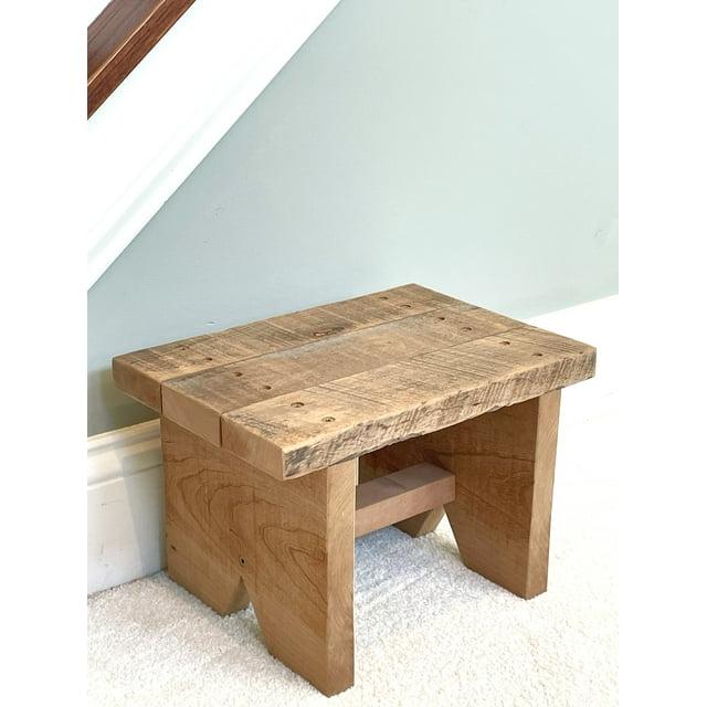 Classic Amish Reclaimed Wood Stool. Also Plant Stand, Home Décor Piece. Natural, Rustic, Solid. Handmade in USA. Step / Sitting / Footstool. 12 x 8.5 x 8"