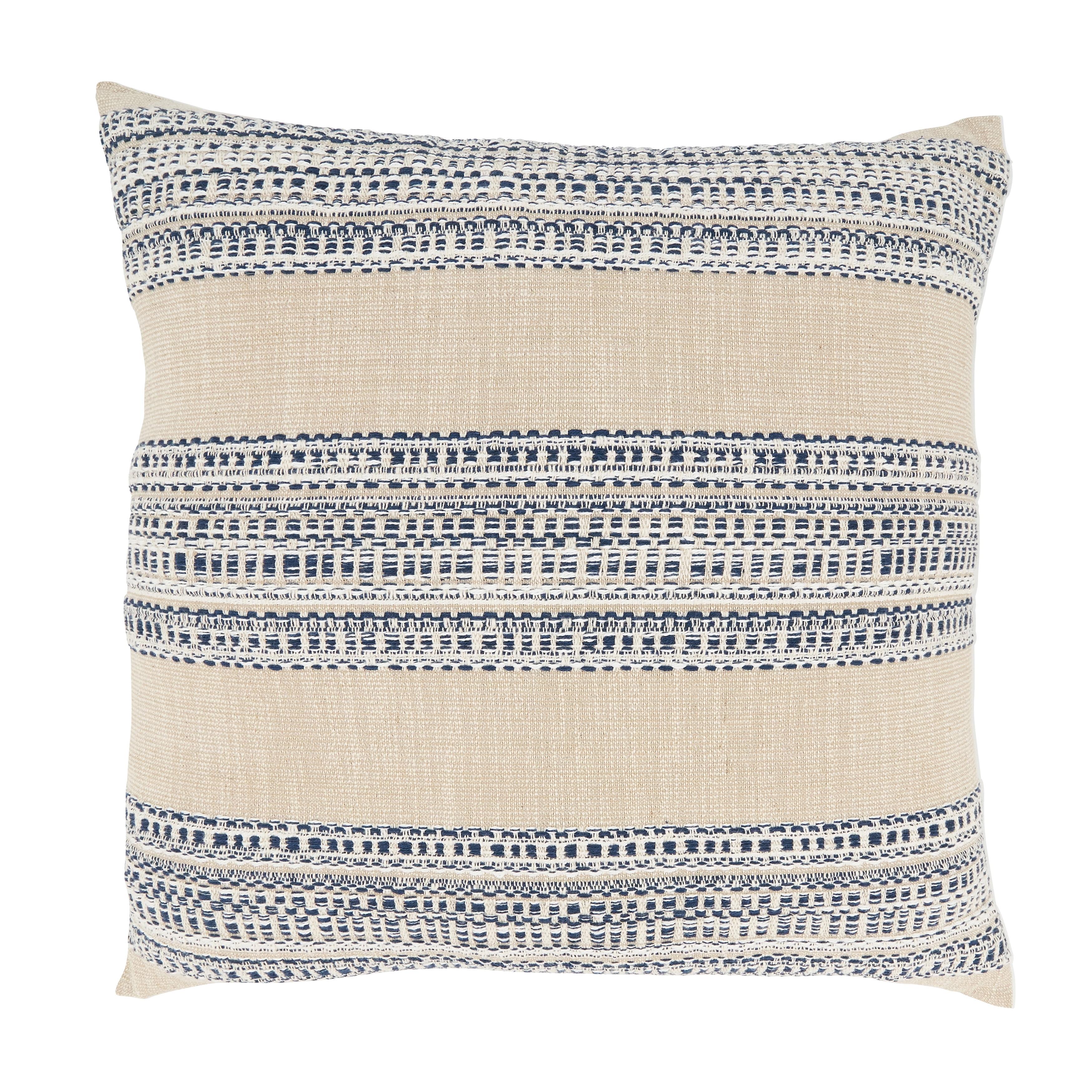 Saro Lifestyle Classic Charm Striped Throw Pillow Cover, 20"x20", Blue