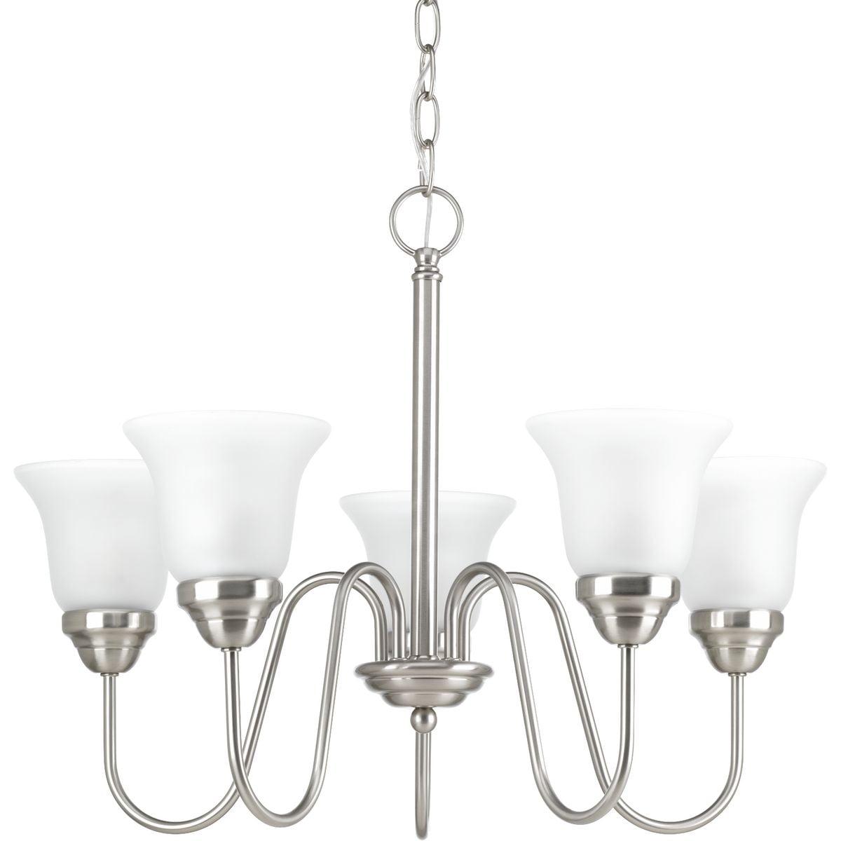 Classic Brushed Nickel 5-Light Chandelier with Etched Glass Shades