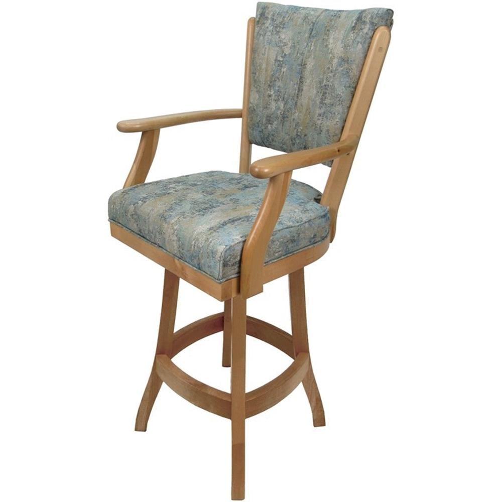 Poet Sky Blue Solid Wood Swivel Counter Stool