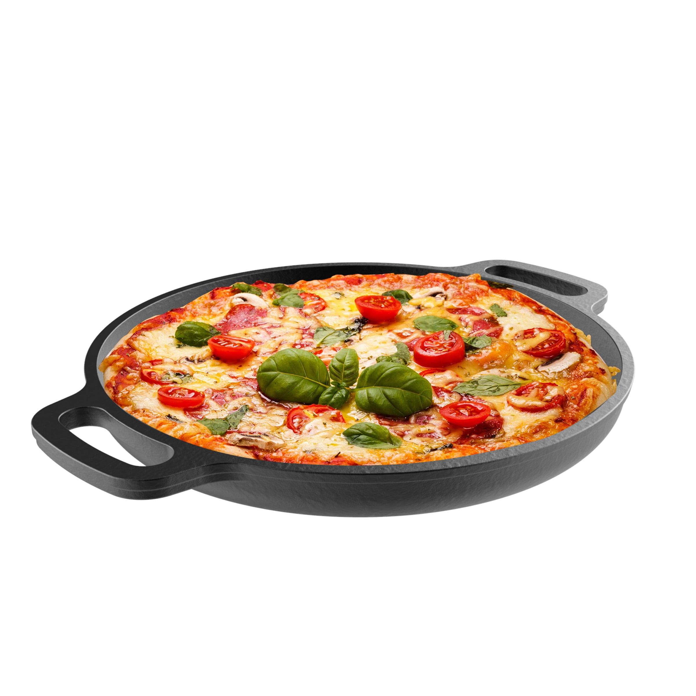 13.25-Inch Black Cast Iron Pre-Seasoned Pizza Pan