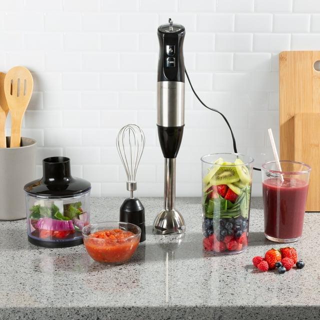 Classic Cuisine 6-Speed Handheld 4-in-1 Immersion Blender for Soups (Black)