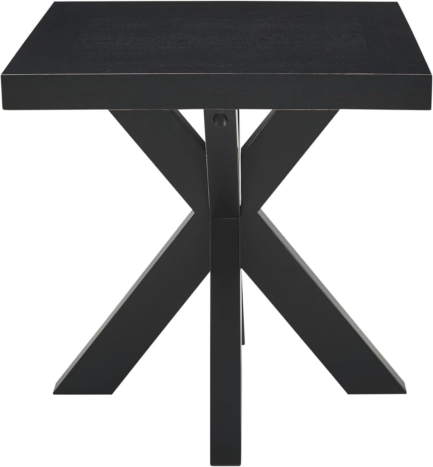 Transitional Black Wood 24" Square End Table