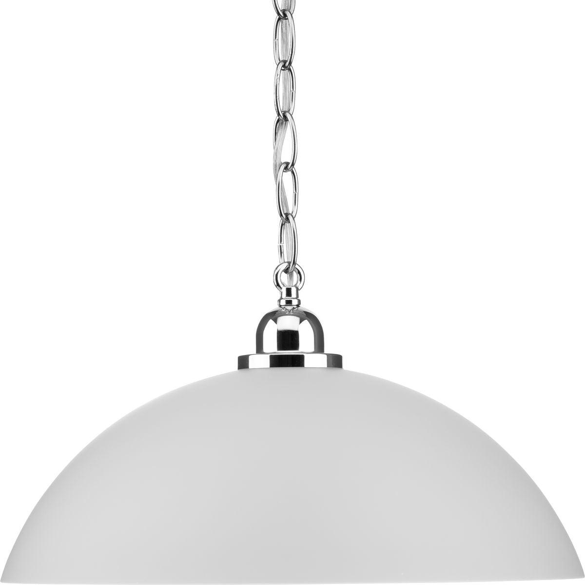 Classic Chrome Glass Dome Pendant Light with Etched Shade