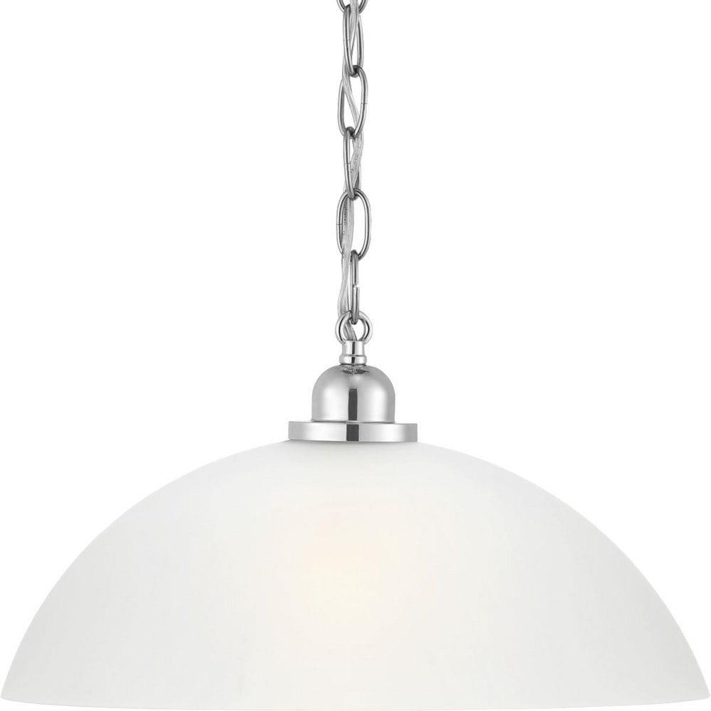 Progress Lighting, Classic Collection, 1-Light Pendant, Brushed Nickel, Etched Glass Shade