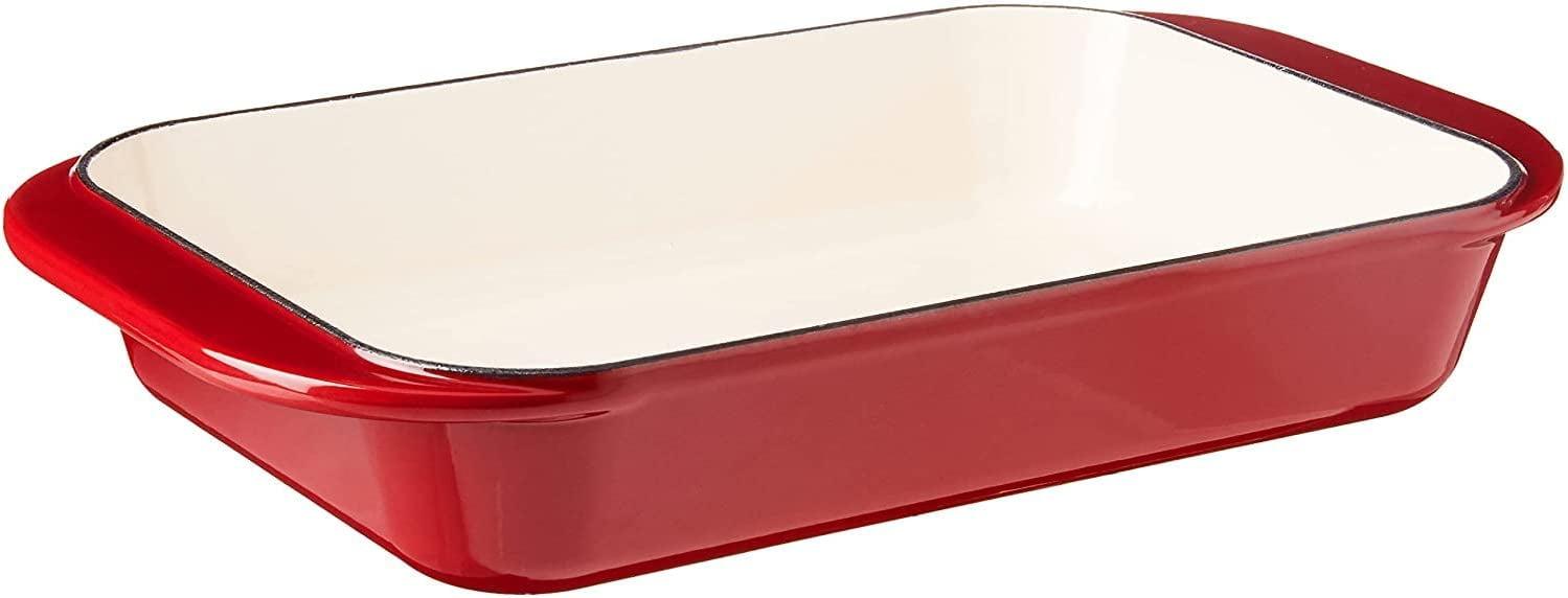 Classic Red Enameled Cast Iron 14-Inch Roasting Pan