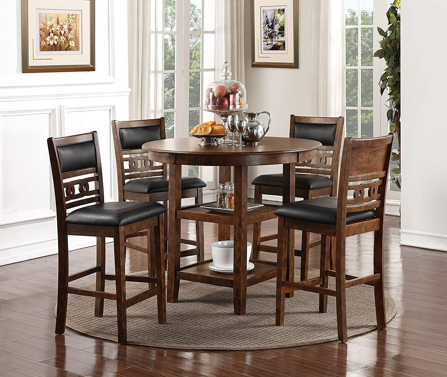 New Classic Furniture Gia 5-Piece Transitional Wood Dining Set in Brown