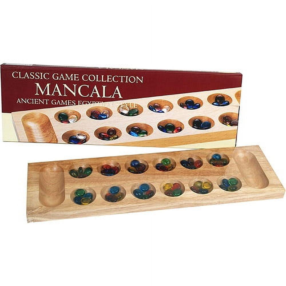 Deluxe Wood Mancala with Colorful Glass Beads