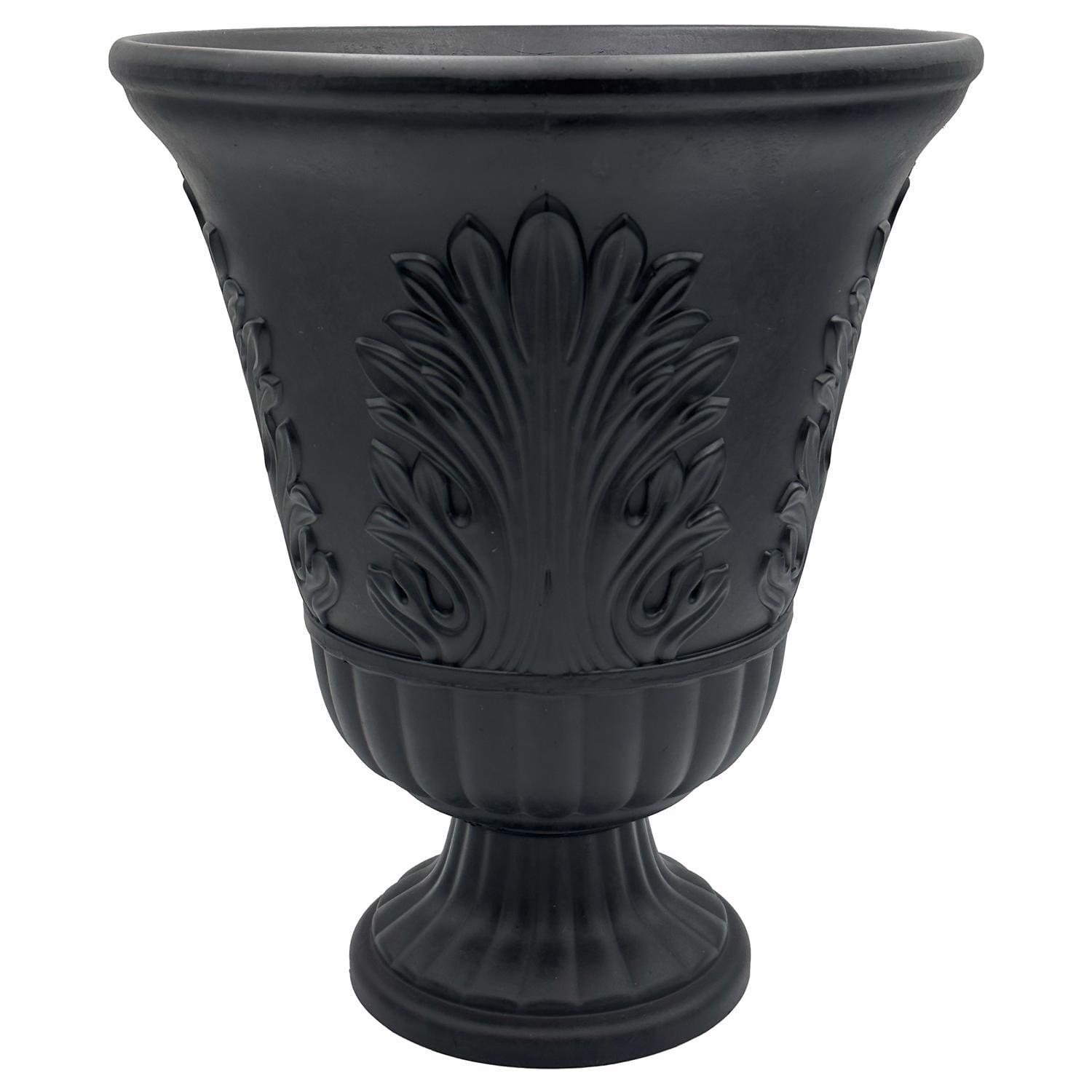 Classic Black Plastic Round Larissa Urn Planter, 19 in. H x 16 in. D