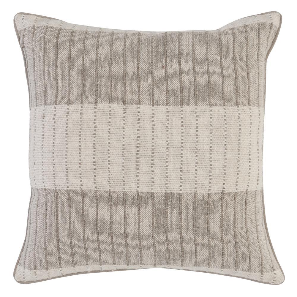 Kamia 22" Beige Square Feather Blend Throw Pillow