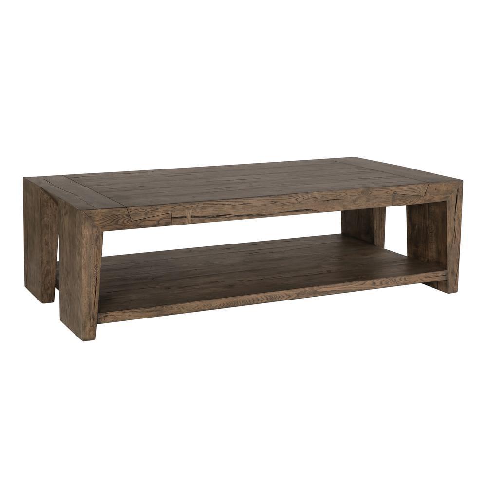 Troy 60" Brown Oak Wood Rectangular Coffee Table