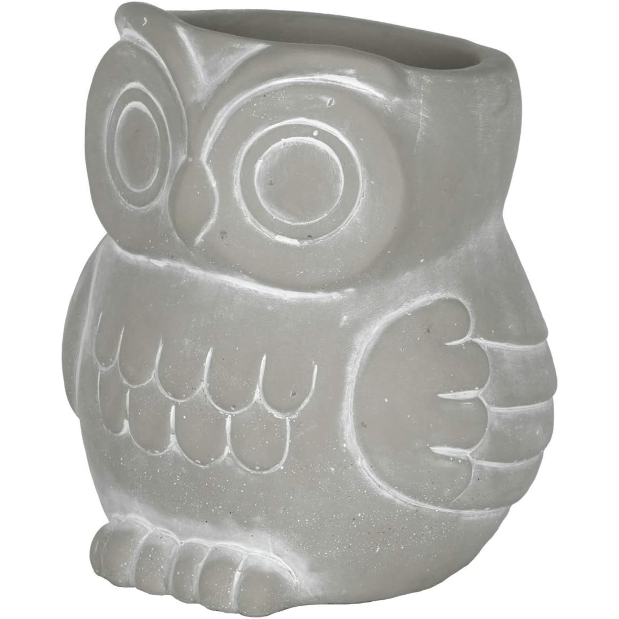 Classic Home and Garden Cement Buddies Indoor/Outdoor Planter with Drainage Hole, Owl, Gray, Small, 4.5in