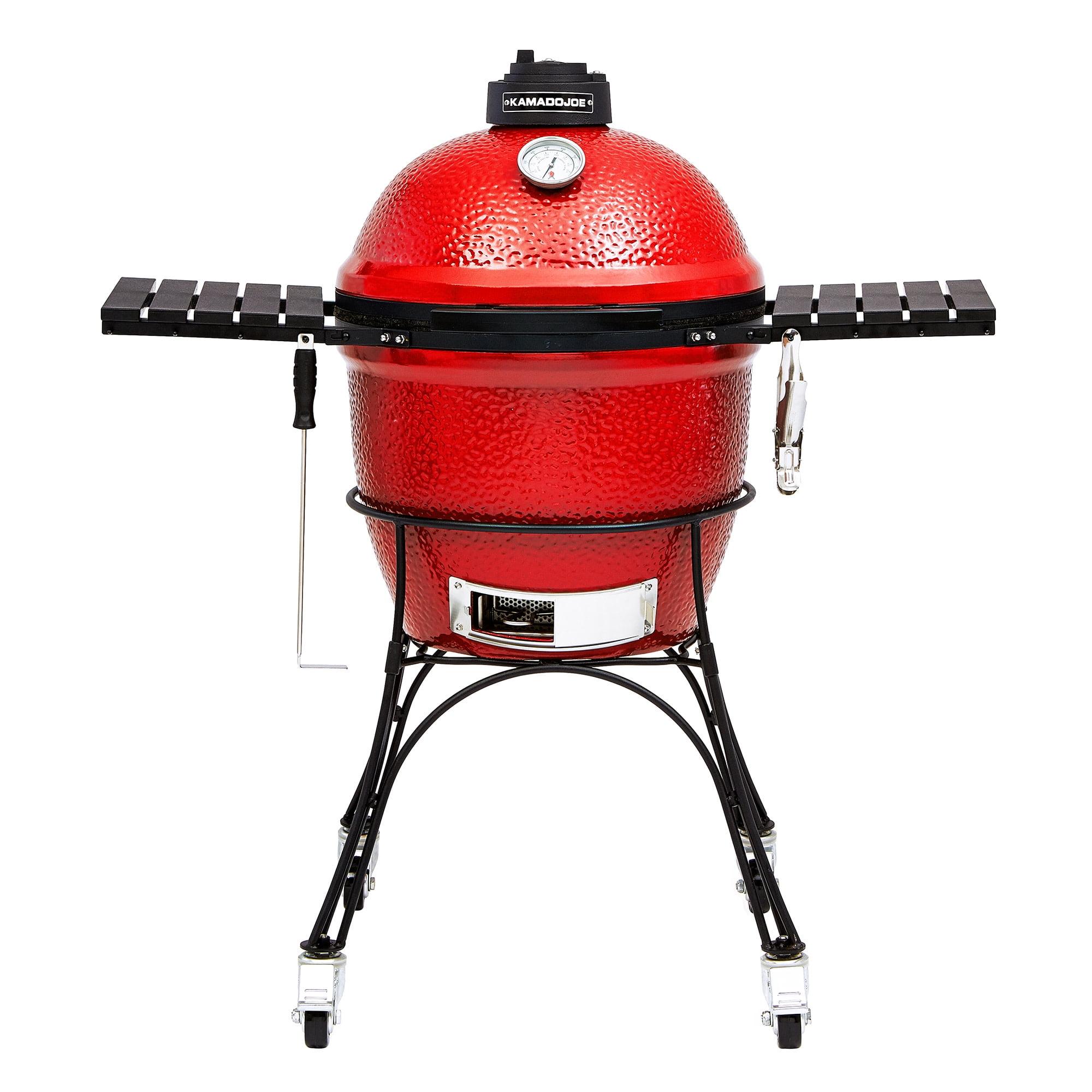 Blaze Red 18-Inch Ceramic Charcoal Grill with Smoker