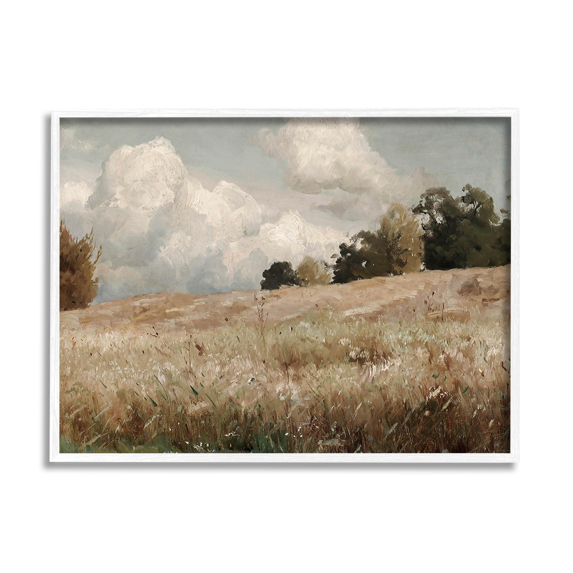 Classic Nature Field Landscape Landscape Painting White Framed Art Print Wall Art