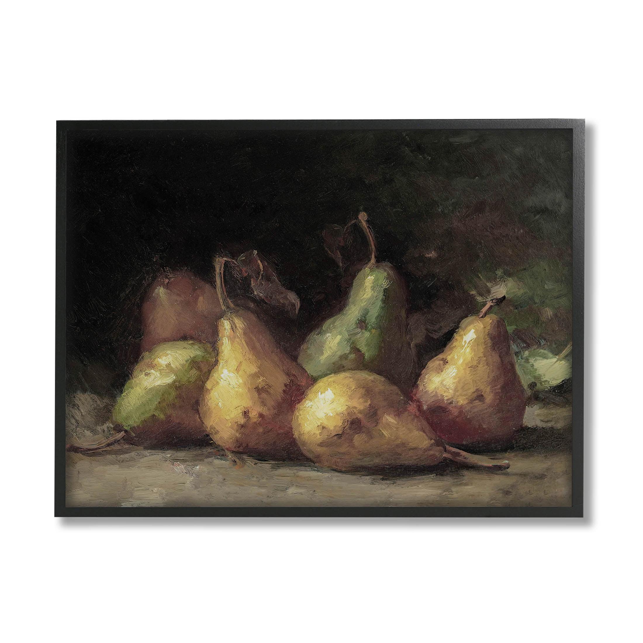 Classic Pears Still Life Black Framed Canvas Print