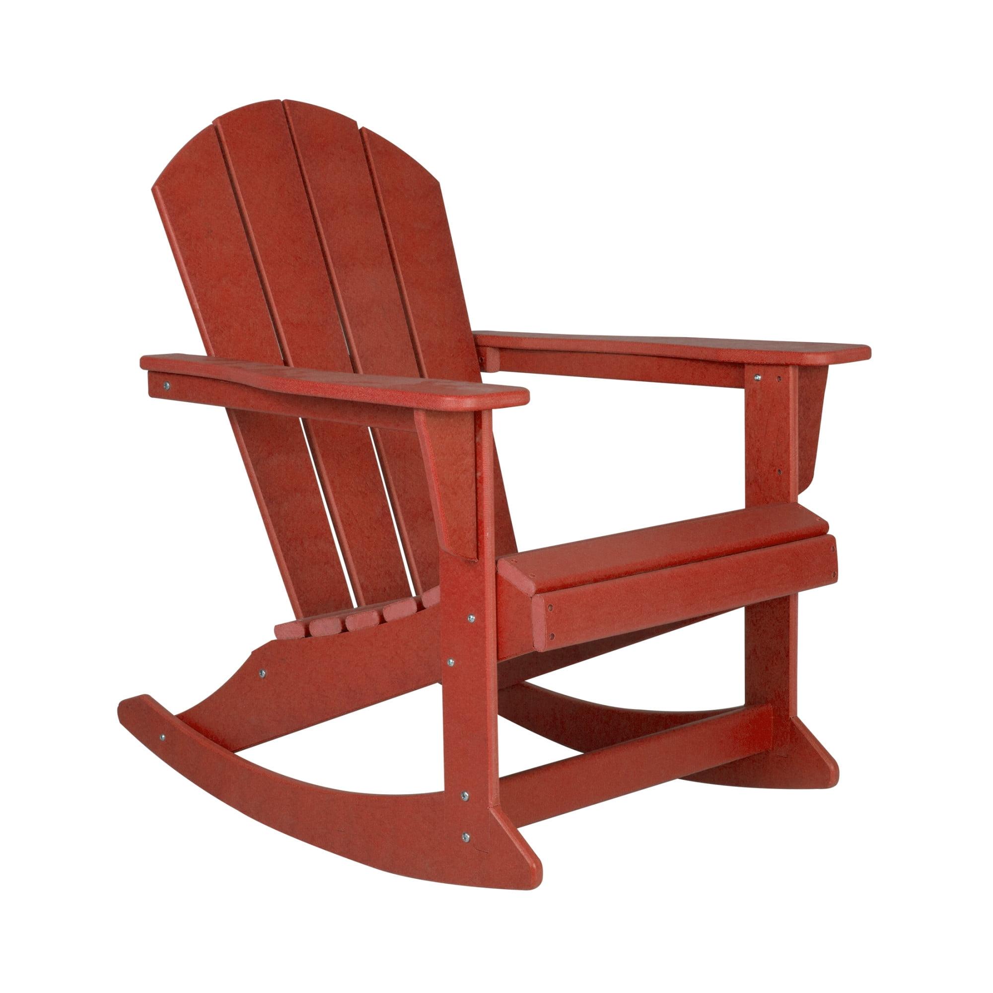 Classic All-Weather Red HDPE Adirondack Rocking Chair with Arms