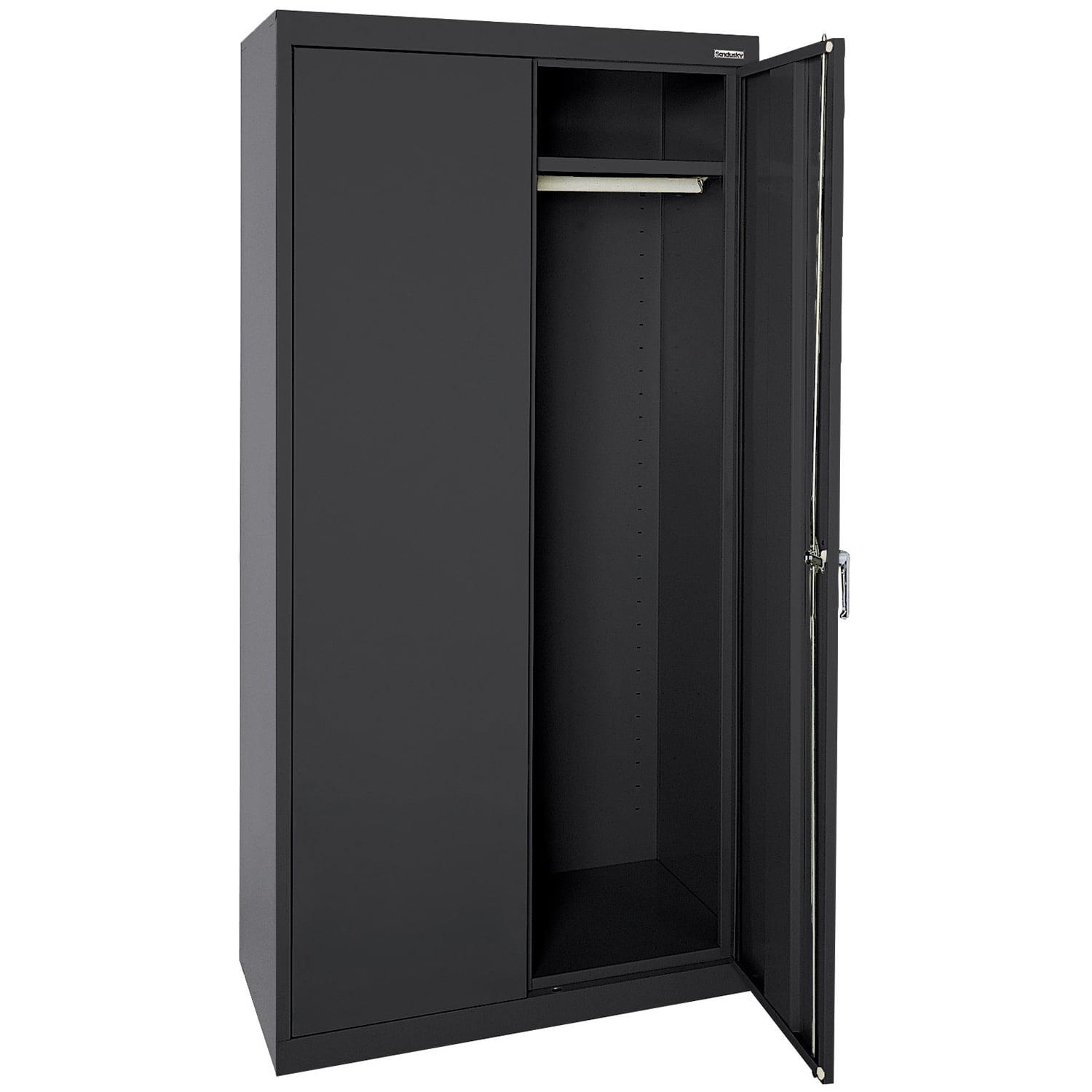 Classic Black Steel Wardrobe Cabinet with Adjustable Shelf