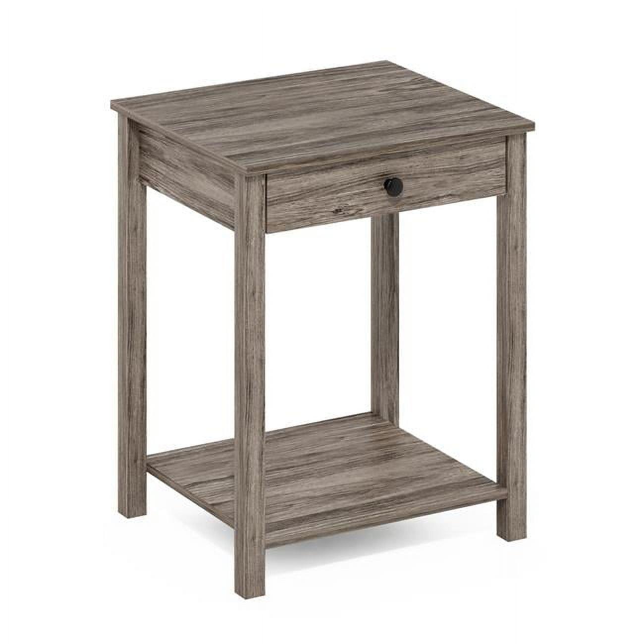 Rustic Oak Compact Rectangular Side Table with Storage Drawer