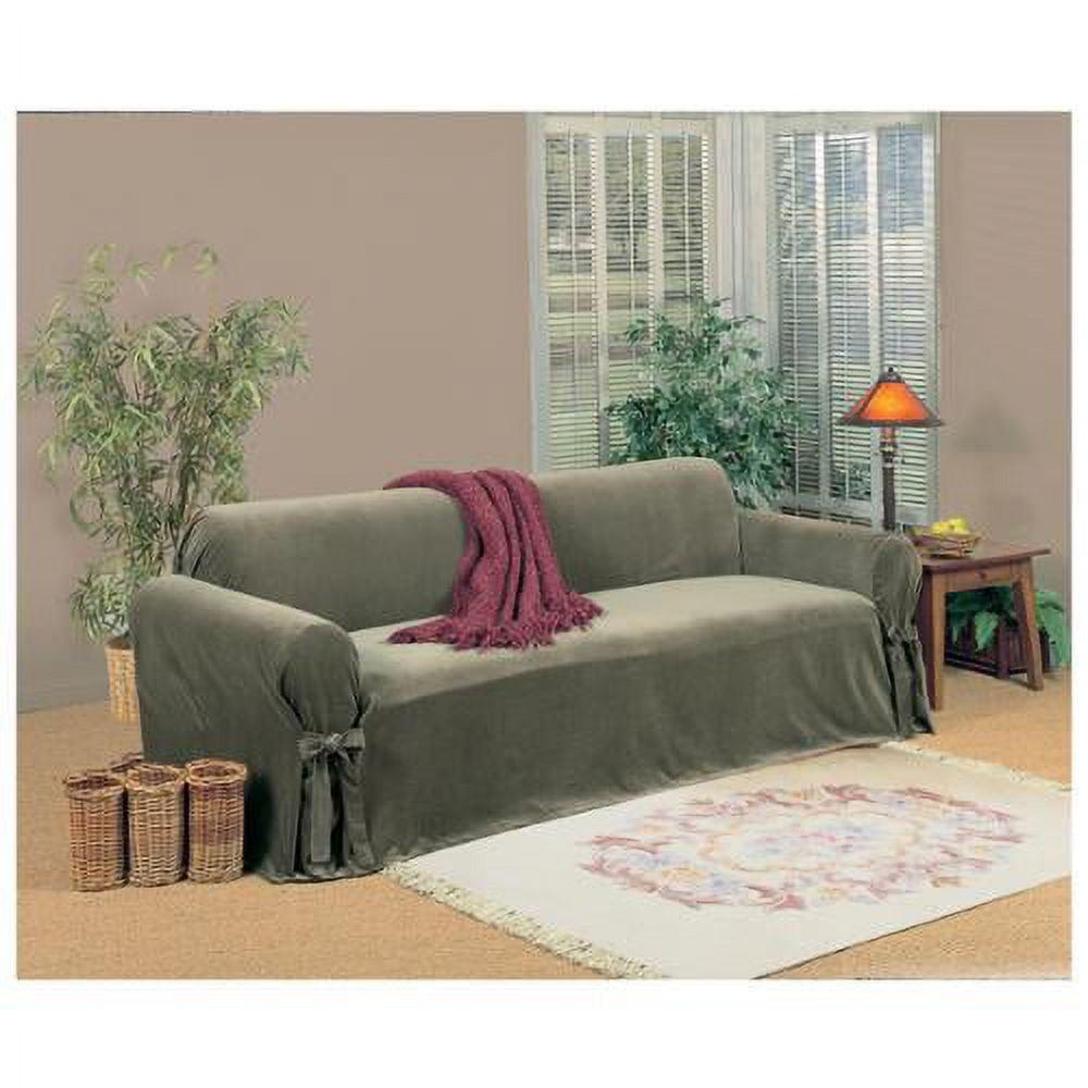Classic Slipcovers  Microfiber Velvet Sofa Slipcover Tan