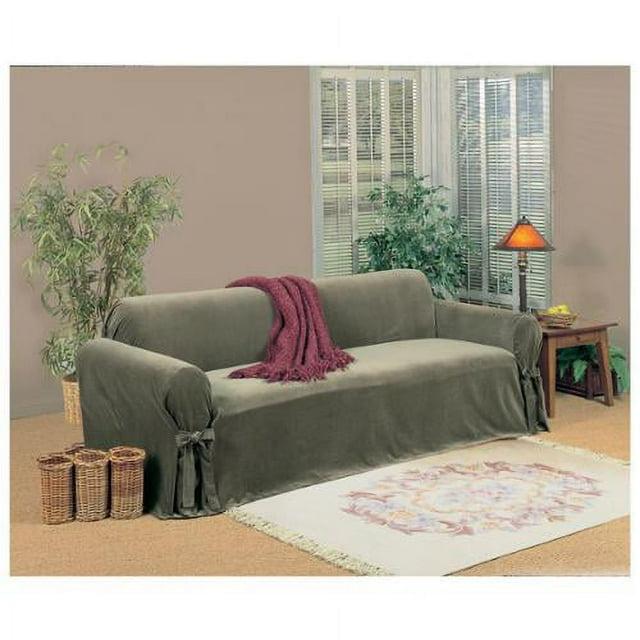 Classic Slipcovers  Microfiber Velvet Sofa Slipcover Tan