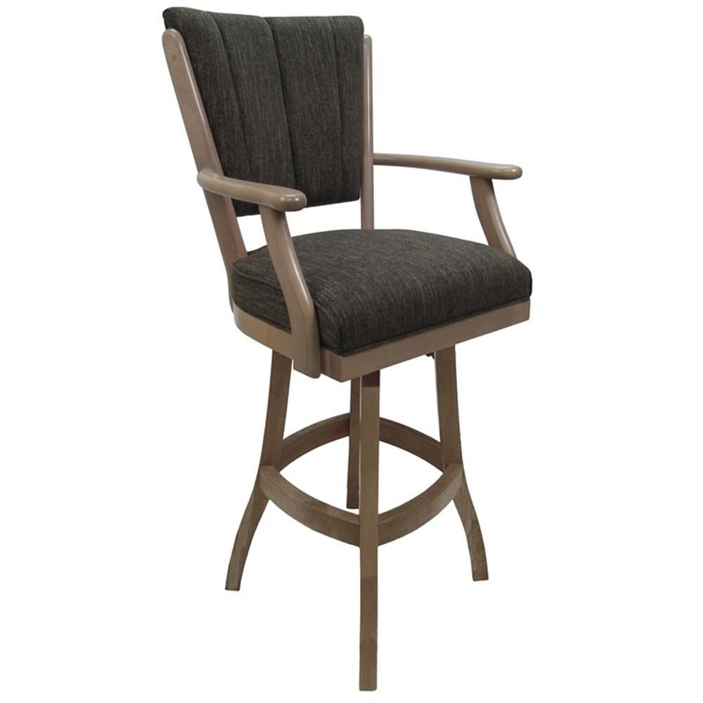 Sanora Brown and White Wash Wood Swivel Bar Stool with Arms