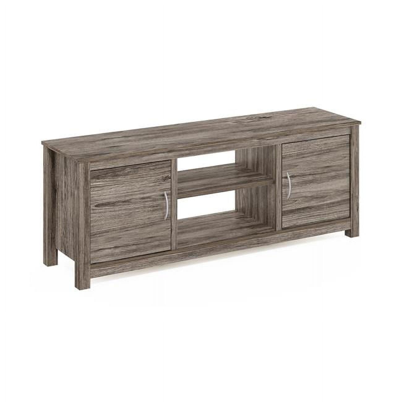 Rustic Oak 60" TV Stand with Cabinets and Adjustable Shelves