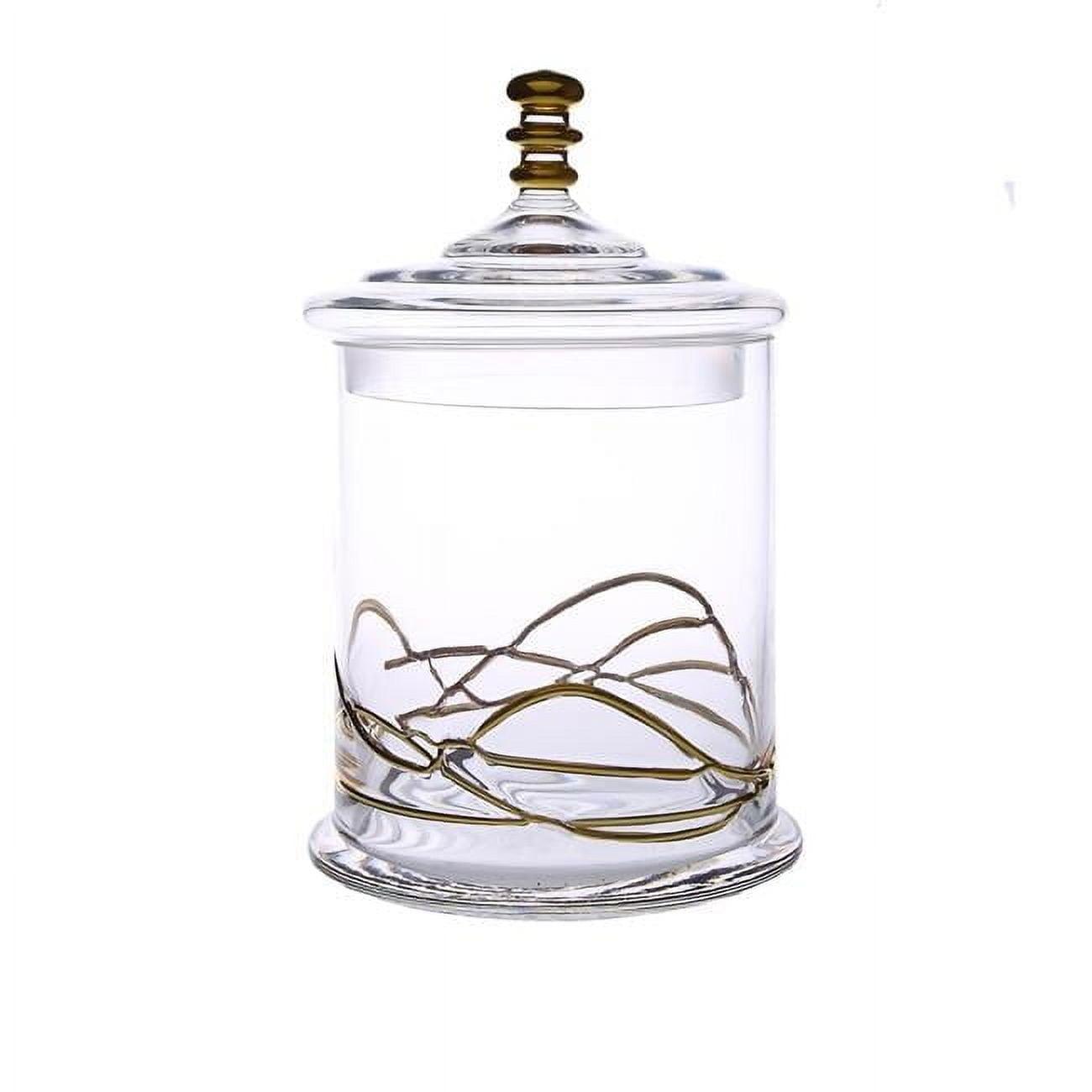 Classic Touch  5.5 x 8.75 in. Glass Jar & Lid with 14k Gold Swirl Design