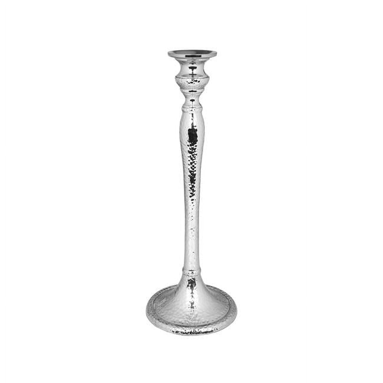 Elegant 10.5" Hammered Nickel Candlestick Pair