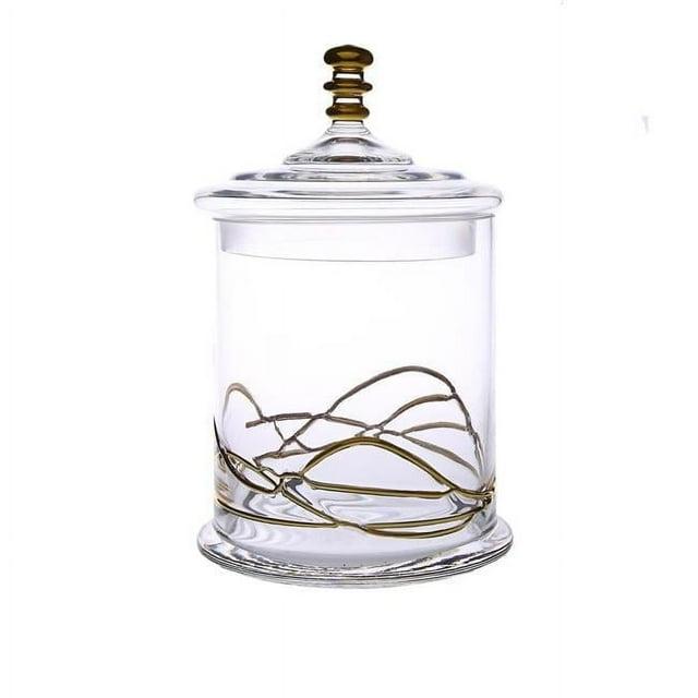 5.5 x 8.75 in. Glass Jar & Lid with 14k Gold Swirl Design