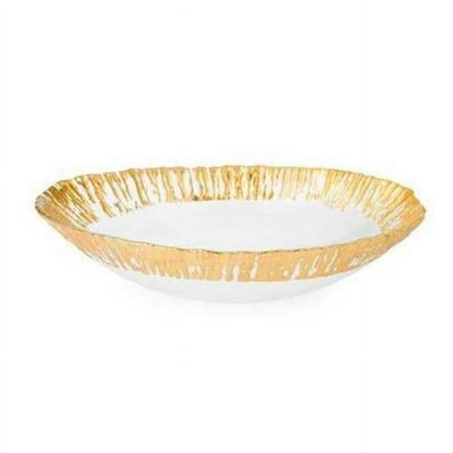 11 in. Scalloped Bowl with Gold Artwork - 11 in.