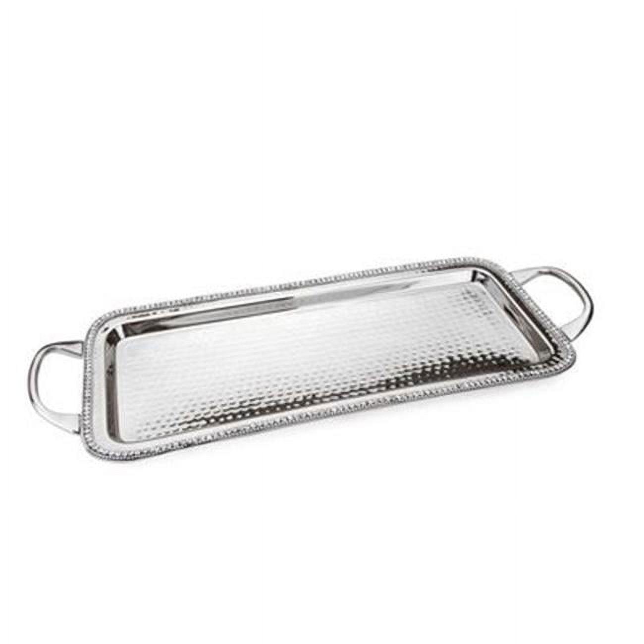 20" Stainless Steel Rectangular Tray with Stones and Handles