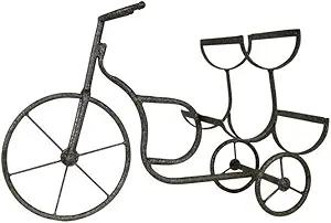 LIVEVIE Classic Vintage Bike Delivery Style Wine Rack Freestanding Wine Holder for 3 Bottles - Countertop Tabletop Wine Organizer