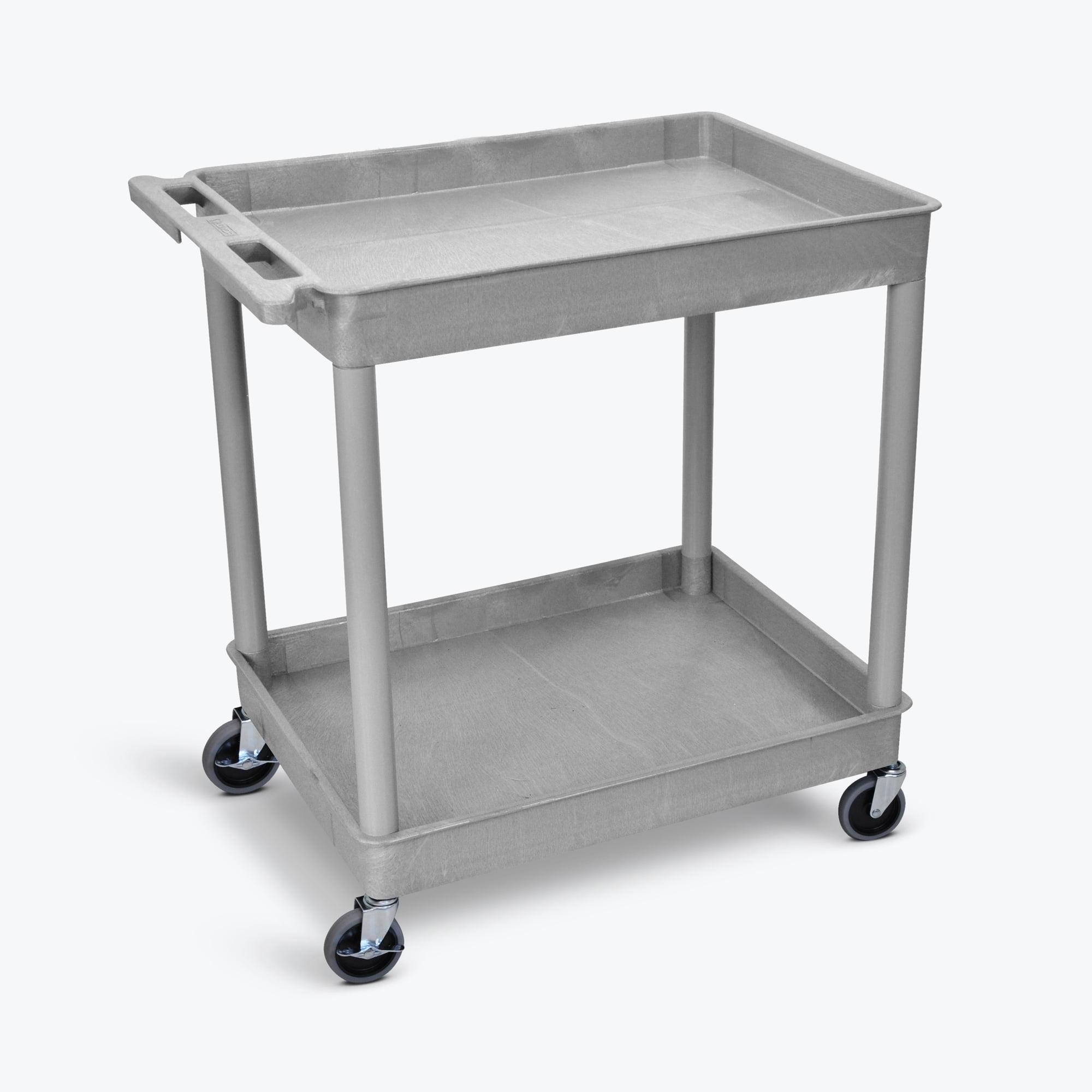 Luxor TC11-G 2 Large Tub Shelves Rolling Utility Cart 32"W x 24"D x 37.5"H - Gray