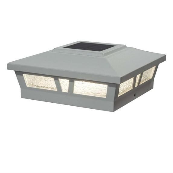 Classy Caps Oxford Solar Powered Integrated LED Aluminium Fence Post Cap Light 6 in. x 6 in. with Base Adapter Included