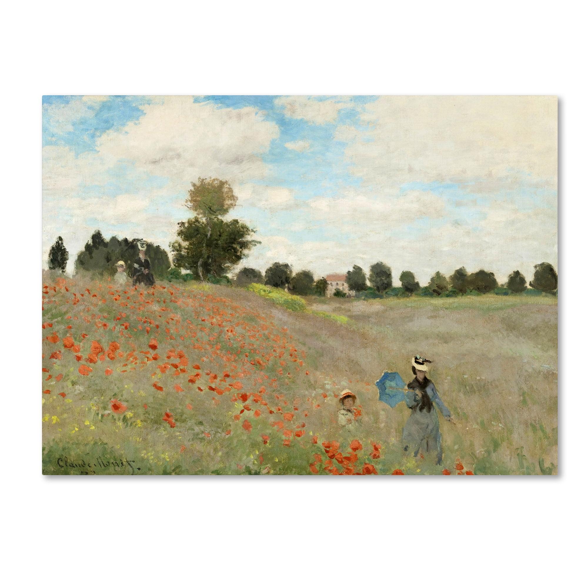 Claude Monet Wild Poppies Landscape Canvas Art in 47" x 35"