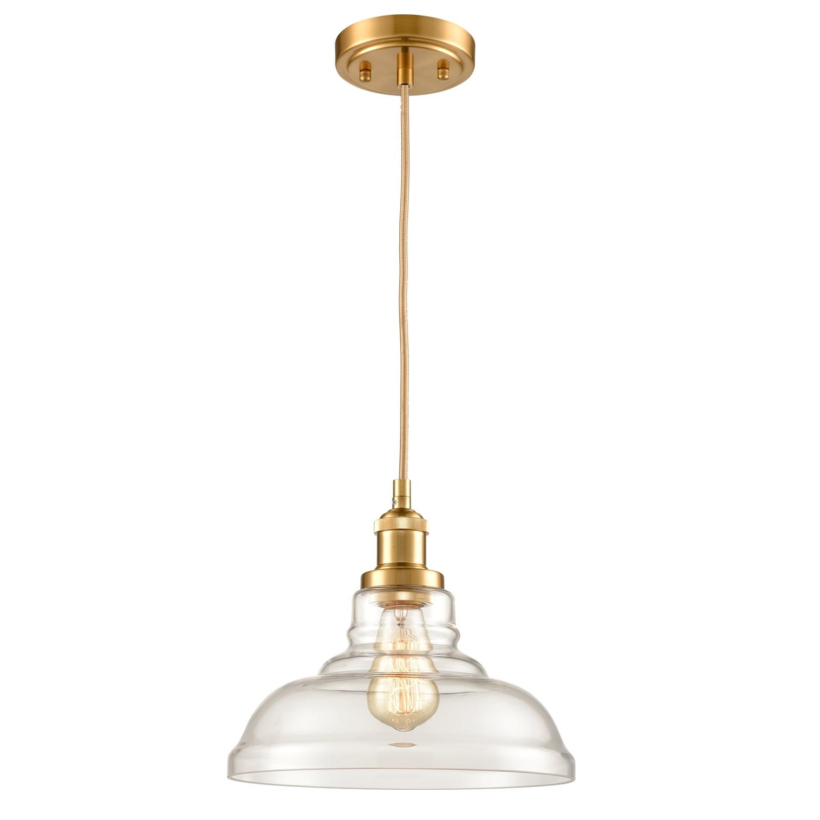 Brass and Clear Glass Dome Pendant Light