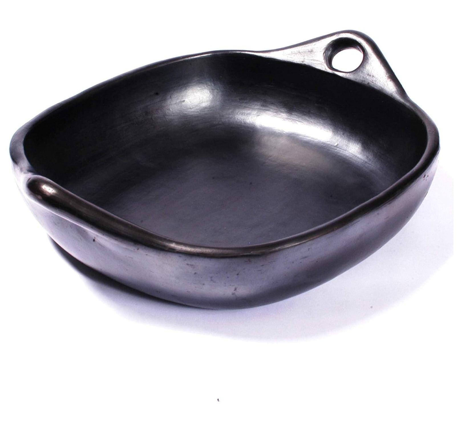 Small Black Clay Square Roasting Pan with Handles