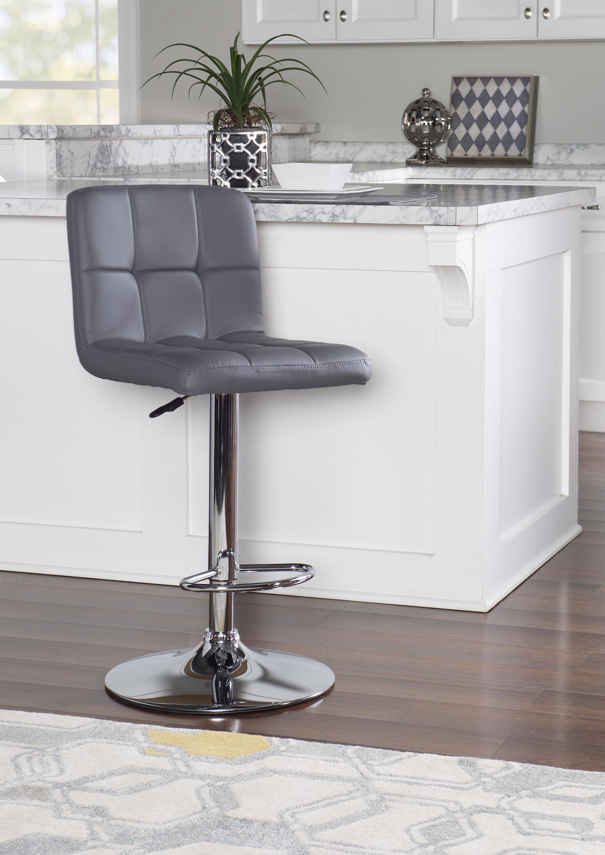 Clayton Contemporary Swivel Bar Stool in Gray Faux Leather
