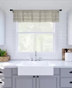 Clean Window Aso Twill Stripe Linen Blend Sheer Rod Pocket Kitchen Curtain Valance