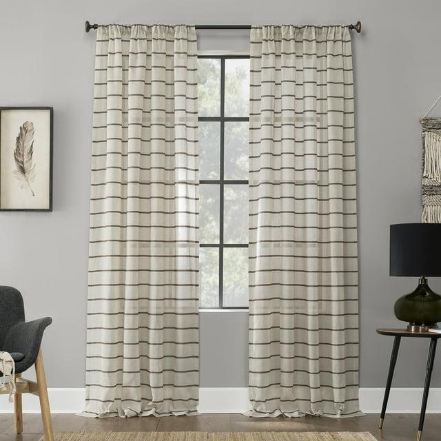 Clean Window Clean Window Aso Twill Stripe Anti-Dust Linen Blend Sheer Curtain Panel
