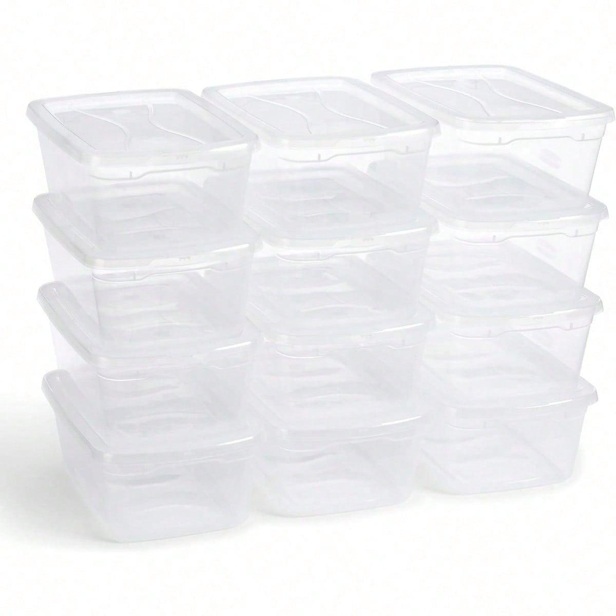 Killeryuki Cleverstore Clear 6 Qt, 12 Pack, Stackable Plastic Storage Containers with Durable Snapping Clear Lids, Visible Organization, Great for Closet, and Kitchen Storage, Organizing in the Home